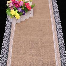 Burlap Table Runner Wedding Deco 30cm X 180cm Linen Table Runner Lace Doily Table Runner Natural Jute Home Party Decoration 2024 - buy cheap