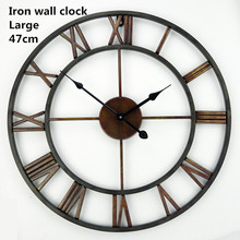3D Iron Decorative Wall Clock Retro Big Art Gear Roman Numerals Design Clock On The Wall 40-47cm 2024 - buy cheap