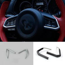 YAQUICKA-botón para volante de coche, interruptor de tira ajuste Marco de estilo para Mazda CX-3 CX3 2017 2018, accesorio Interior de coche, 2 uds./juego 2024 - compra barato