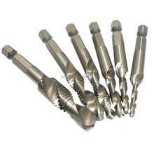 6pcs HSS Screw Tap Drill Bits Set M3 M4 M5 M6 M8 M10 Taps Countersink Deburr Metric Combination Drill 1/4" Hex Shank Tapping Bit 2024 - buy cheap