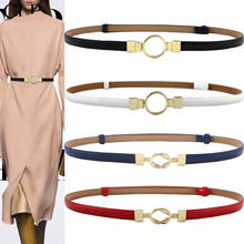 HOT Gold buckle belt circle buckles thin leather belts adjust design red dress decorate belts for women fashion chain cummerbund 2024 - buy cheap