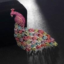 Very nice Colorful Peacock animal Brooches jewelry for women Christmas gifts Fashion Women's Vintage Hijab Accessory Broaches 2024 - buy cheap