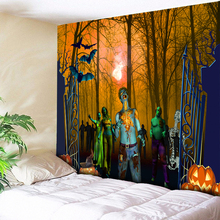 Tapeçaria de parede para halloween, decoração de arte em floresta, psicodelítma, decoração para casa, tecido de parede, tamanho grande 2024 - compre barato