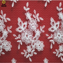 Shuanshuo rede de renda bordada transparente, tecido de renda roupa tecido três-dimensional renda de malha bordada 130*50cm 2024 - compre barato