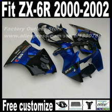 Customize Fairings set for Kawasaki ZX6R 00 01 02 Ninja 636 blue black ABS fairing kit ZX-6R 2000 2001 2002 AF66 2024 - buy cheap