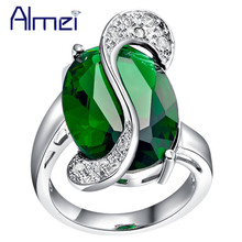 Almei anéis de cor dourada com cristal cúbico, zircônia verde azul arco-íris para mulheres, joias femininas para casamento j195 2024 - compre barato