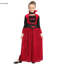 M-XL Red Girls Halloween Vampire Costumes for Kids Children Queen Cosplays Carnival Purim parade Masquerade party Evening dress 2024 - buy cheap