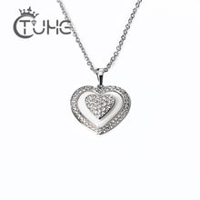 Модное милое женское ожерелье в форме сердца золотого и серебряного цвета с фианитами, здоровое керамическое женское ожерелье, свадебное ювелирное изделие, подарок 2024 - купить недорого