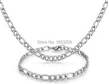 Stainless Steel Jewlery Set fashion figaro Nk Chain Necklace & Bracelet  7mm wide 2024 - buy cheap