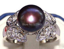 Wholesale FREE SIP>>9mm Noblest Black Akoya Cultured Pearl Butterfly Ring 7 8 9 2024 - buy cheap