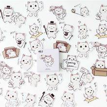 45 pçs/caixa kawaii morango adesivos etiqueta diário adesivo floco de papel japonês bonito gato adesivo decorativo planejador scrapbooking 2024 - compre barato