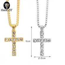 Hip Hop Cross Pendant Necklace Men Women Egyptian Jewelry Iced out Gold colors Bling Rhinestone Crystal Cross Punk Necklaces 2024 - buy cheap