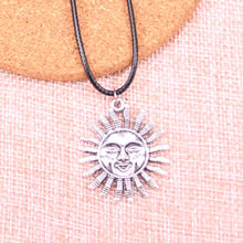 20Pcs Antique Silver Color sun face sunburst Pendant 34*29mm Leather Chain Necklace Black Leather Cord Necklace 2024 - buy cheap