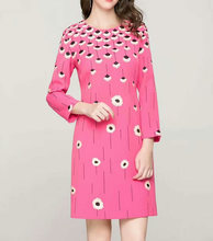 Hot Sale Women Flower Print Dress Elegant O-Neck Long Sleeve Work Dresses 2024 - buy cheap