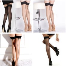 Sexy perspectiva de las mujeres medias a rayas medias de Nylon señora muslo alto Pantyhose medias largas 2024 - compra barato