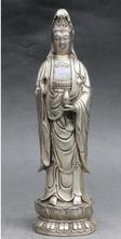 YM  307  Tibet Buddhism White Copper Silver Guanyin Kwan-yin Bodhisattva Buddha Statue 2024 - buy cheap