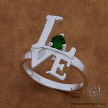 AR498 925 sterling silver ring, 925 silver fashion jewelry, love inlaid green stone /cbdakska fyvaoqca 2024 - buy cheap