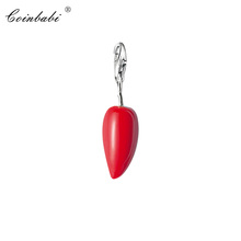 Charm Pendant Red Chili ,2018 Fashion Jewelry Trendy Real Authentic 925 Sterling Silver Gift For Women Fit Bracelet 2024 - buy cheap