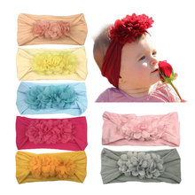 30pc/lot Kids Girl Triple Chiffon Flower Match Wide Nylon Headbands Children Girls Photo Props or party Hair Accessories 2024 - buy cheap