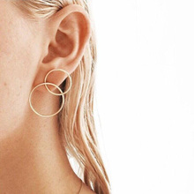 Brincos redondos com design simples, joia tipo anel para orelha 2024 - compre barato