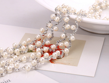 1 yarda brillantes de imitación, cristales y perlas de plata de cadena de tono apliques para trajes costura con adornos KW0154 2024 - compra barato