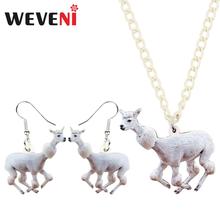 WEVENI Acrylic Jewelry Set Funny Alpaca Necklace Earrings Collar Fashion Animal Pendant For Women Girls Gift Charms Decoration 2024 - buy cheap