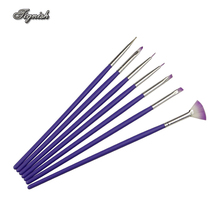 Tignnish-Juego de 7 unidades de pinceles para pintura en Gel UV púrpura, brochas de decoración, bricolaje 2024 - compra barato