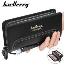 Baellerry-cartera de cuero con doble cremallera para hombre, monedero de moda, bolso de mano con bolsillo para teléfono móvil 2024 - compra barato