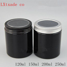 30Epcs 50ml 100ml 200ml 250ml Empty Black Plastic Bottle Jar aluminum with window Lid Cream Bath Salt pack Containers free shipp 2024 - buy cheap