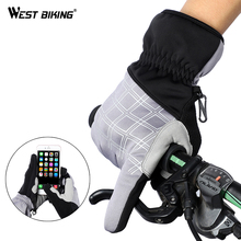 WEST BIKING-guantes de invierno para ciclismo, manoplas de dedo completo para pantalla táctil, de GEL, a prueba de golpes, para hombre y mujer 2024 - compra barato