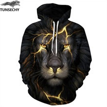 TUNSECHY New Fashion Hoodies Sweatshirts Men/Women 3D Sweatshirts Print Golden Lightning Lion Hooded Hoody Tracksuits Tops 2024 - buy cheap