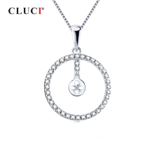 Circonita circular de plata 925 CLUCI para collar, joyería para mujer, colgante de perla Simple de deseo de Plata de Ley 925, montaje SP411SB 2024 - compra barato