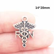 BULK 30pcs Lots Zinc Alloy Metal RN for Registered Nurse Charms Antique Silver Plated Medical Symbol Pendant 14*20 2024 - buy cheap