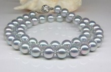 Collar de perlas cultivadas para mujer, joyería natural auténtica de 9-10MM, color gris del Mar del Sur, 17,5 pulgadas + caja, joyería de lujo 2024 - compra barato