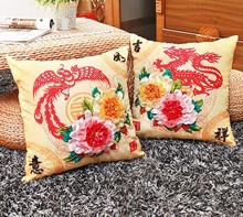 1 pair 45x45cm 3D Dragon phoenix flower Ribbon embroidery kit pillow cover set handcraft DIY handmade needlework art home decor 2024 - buy cheap