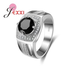 Melhor festa de jóias anel para feminino elegante preto zircônia 925 prata esterlina casamento anéis de noivado bijoux 2024 - compre barato
