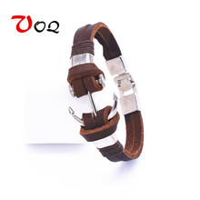 Wholesale Pirate Style Anchor Bracelets Men Jewelry Cuff Braided Wrap Genuine Leather Bracelet & Bangles 2024 - buy cheap