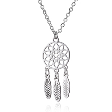 Silver Color Dream Catcher Necklace Stainless Steel Flower Dream Catcher Pendant Necklace Boho Female Necklace Jewelry Gift 2024 - buy cheap