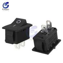 Mini interruptor de botón negro, interruptor basculante de encendido/apagado, 6A-10A, 250V, KCD1-101, 2 pines, 21x15MM, 10 Uds. 2024 - compra barato