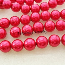 Wholesale 5 Strands 12mm Red Glass Imitation Pearl Loose Beads Free Shipping(85cm/Strand) 2024 - buy cheap