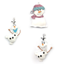 100pcs 3kinds Christmas Cartoon rhinestone enamel snowman charm rhinestone pendant for diy necklace 2024 - buy cheap