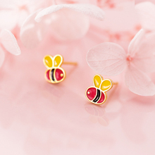 MloveAcc-pendientes de plata de primera ley con forma de abeja, aretes pequeños, plata esterlina 925, esmalte plateado, plateado, 925 2024 - compra barato