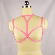 Colorido Gaiola de Peito Aberto Sutiã Multicoloridas 90's Cinto Arnês de Corpo Desgaste Fetiche Bodysuit Pole Dance Trajes O0334 2024 - compre barato