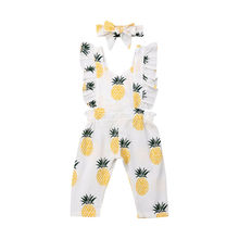 0-24m bebê recém-nascido menina abacaxi roupas plissado macacão conjunto de roupa de verão 2024 - compre barato