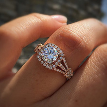 Классические квадратные геометрические кольца из розового золота с кристаллами, изысканные женские Кольца для свадебной вечеринки, ювелирные изделия, Женское кольцо 2024 - купить недорого