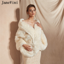 JaneVini Elegant Long Winter Wedding Cape Faux Fur Bridal Shawls and Wraps Warm Bolero Women Evening Jackets Wedding Accessories 2024 - buy cheap