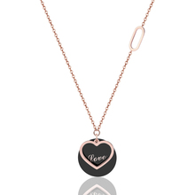 New Arrival Love Letters In Black Circle Above Hollow Heart Woman Pendant Necklace Stainless Steel Woman Necklace Gift Of Lover 2024 - buy cheap