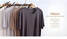 Camiseta de punto de seda real para hombre, jersey de manga corta de seda natural, con cuello redondo, 100% 2024 - compra barato