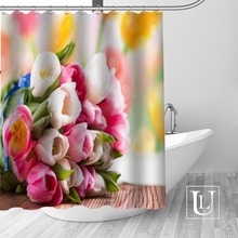 Cortinas de ducha de flor de tulipán para baño, cortina de ducha creativa de diseño personalizado, tela de poliéster impermeable para primavera 2024 - compra barato