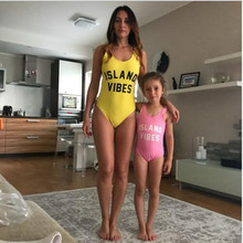 ISLAND VIBES Family Matching Swimwear Mommy and Me Swimsuits One Piece Bikini Mom and Daughter Clothes Beach Bathing suitQZ19026 2024 - buy cheap